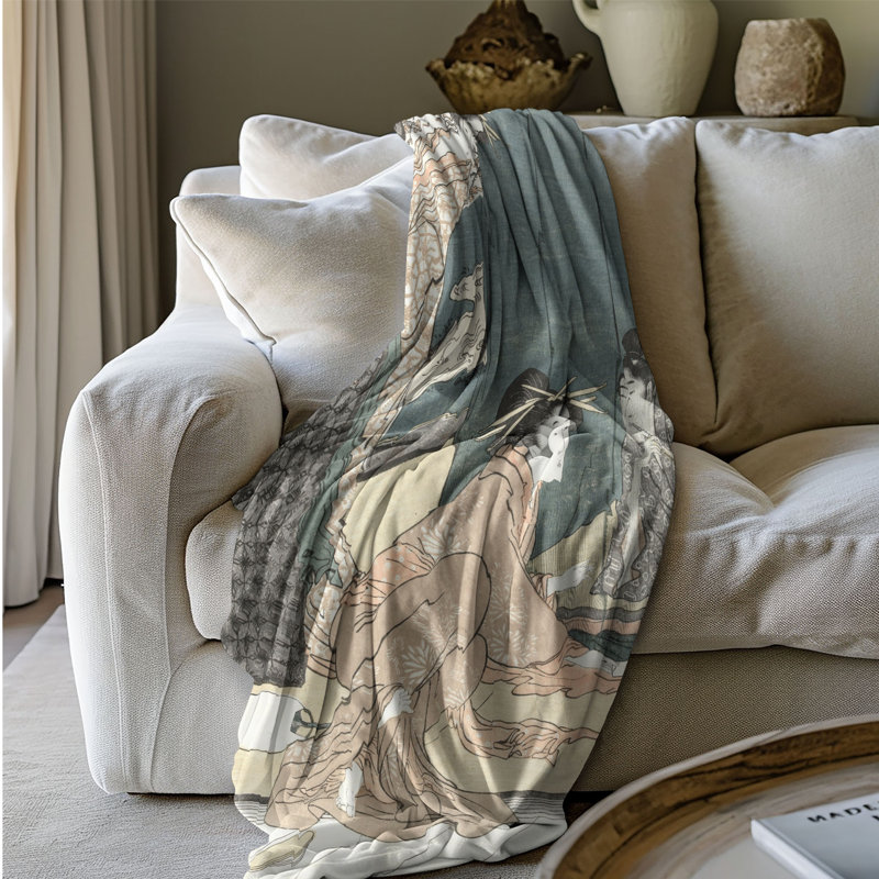 MentionedYou Retro Japanese Art - 1 Piece Premium Blanket | Wayfair